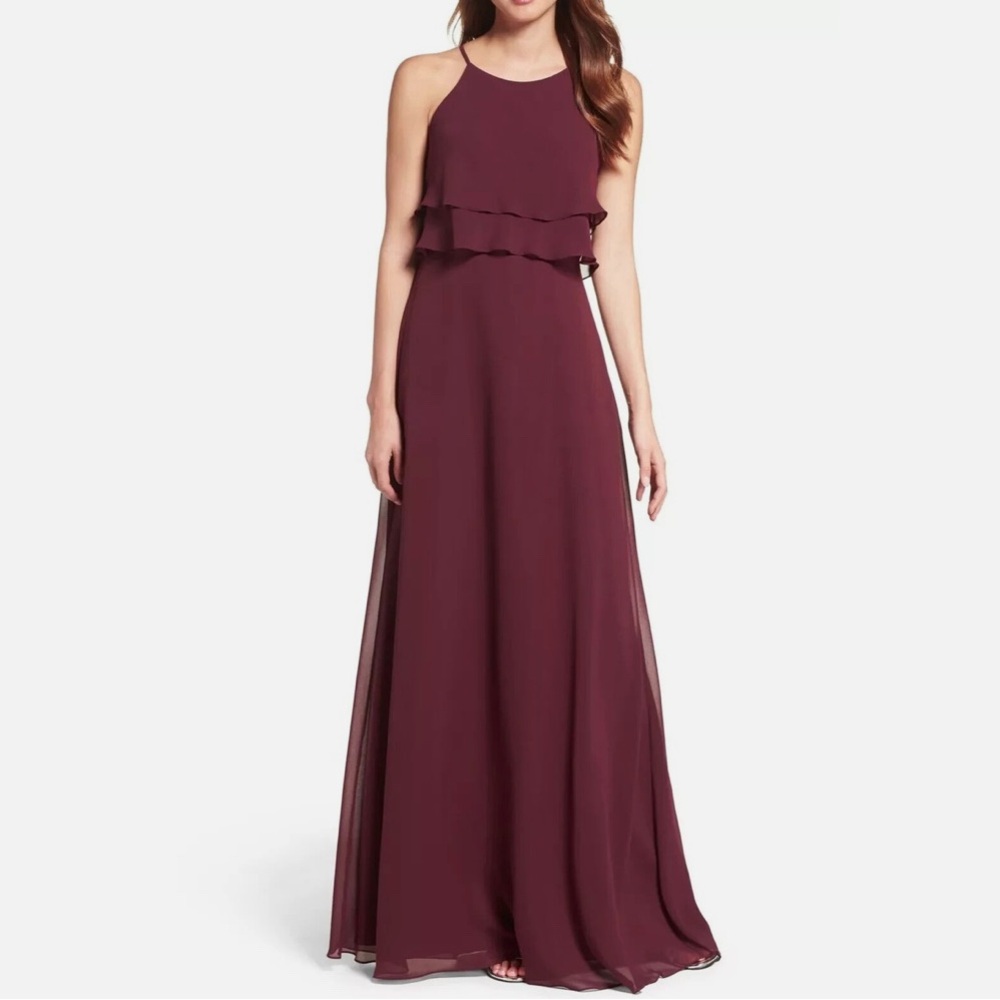 Burgundy Chiffon Bridesmaids Dress
